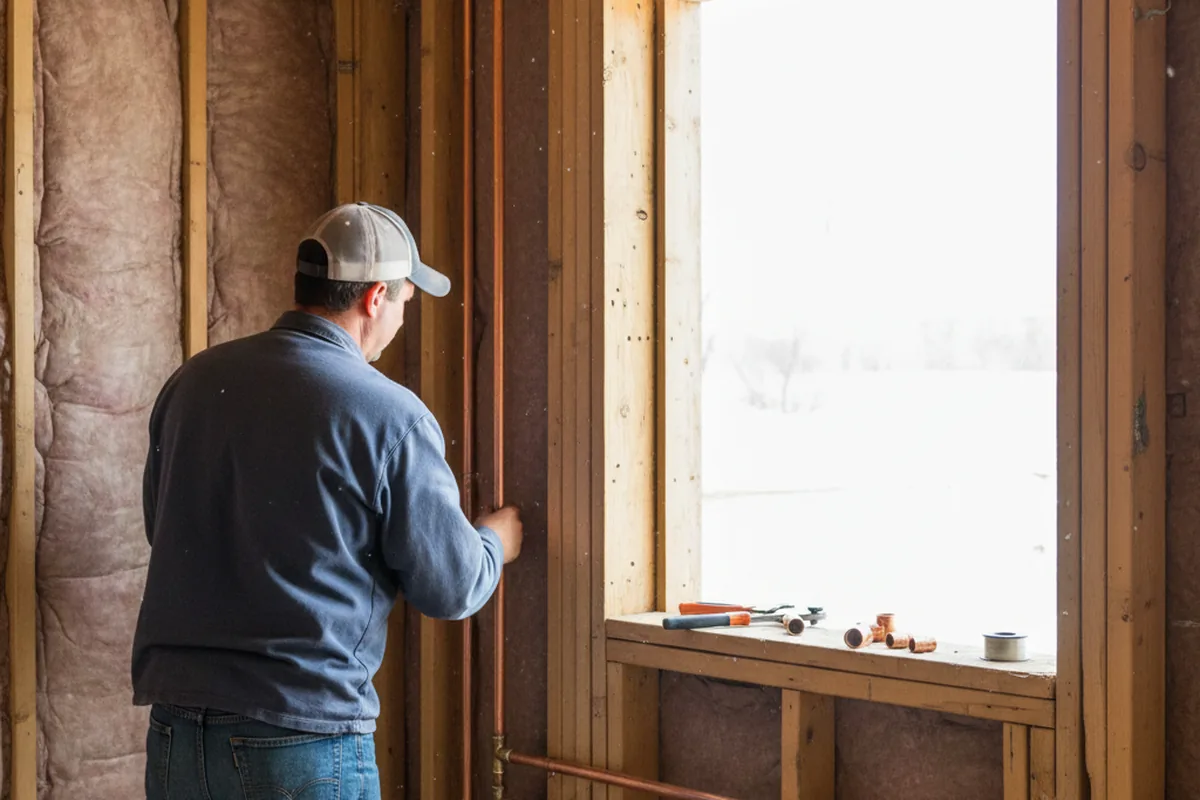 Licensed plumber running new copper supply lines in a Drewryville home