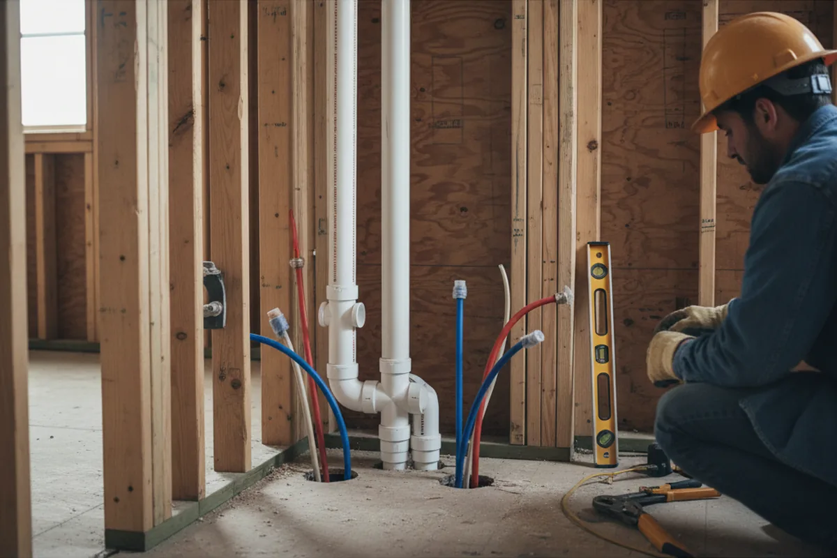 Drain and supply rough-in during Leak Detection in Drewryville