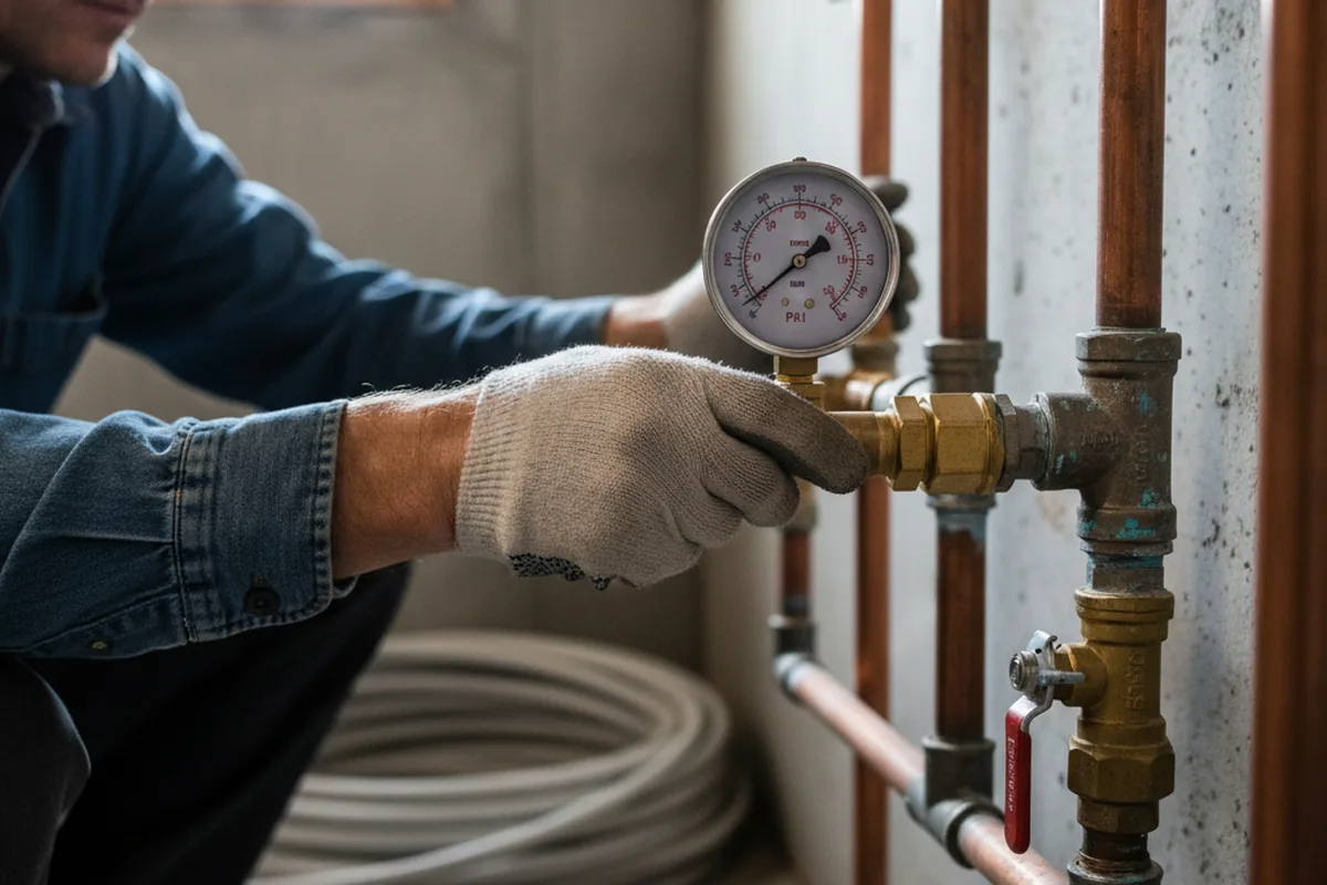 Pressure testing a repaired line during Water Line Repair in Drewryville